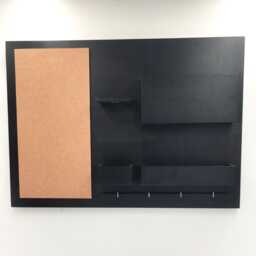Wall Organizer With Cork Board - Black Entryway Mail Holder, Key Rack - thumbnail 3