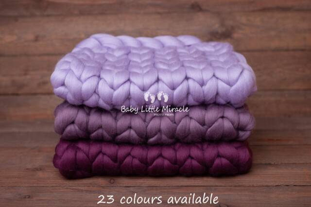 Exclusive Quality Chunky Wool Blanket, Lilac Photo Prop, Baby Photography, Newborn Prop, Newborn Props, Newborn Blanket - image 1