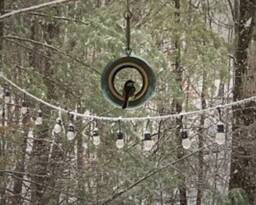 Yellow Ceramic Bird Feeder Modern Hanging Stoneware Pottery, Garden Decor - thumbnail 3