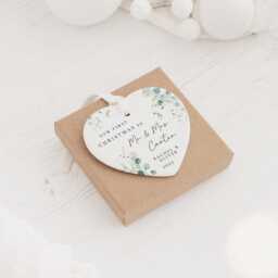First Christmas Married Bauble - Ceramic Tree Decoration Gift Ornament Personalised As Mr & Mrs Keepsake - thumbnail 4