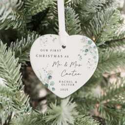 First Christmas Married Bauble - Ceramic Tree Decoration Gift Ornament Personalised As Mr & Mrs Keepsake - thumbnail 3