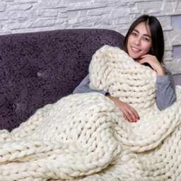 Super Soft Blanket, Chunky Knit Cozy Soft Throw Blanket, Chunky Blanket Made From Merino Wool - thumbnail 2