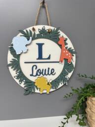 Jungle Name Plaque - Bedroom Door Sign Children's Nursery Decor - thumbnail 1