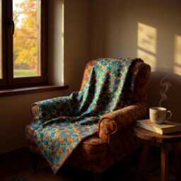 Luxury Botanical Throw Blanket - Orange & Teal Floral Bedspread, Soft Lightweight Sofa Cover, Cozy Boho Home D??cor Gift