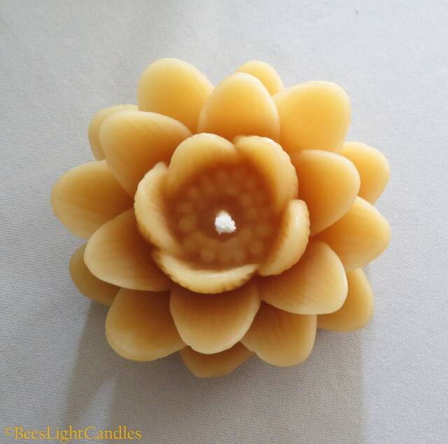 Delicate Lotus Flower Candle/100% Pure & Natural Beeswax Clean Burning Birthday Wedding Events Summer Spring Flowers - image 1