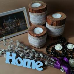 Wood Candle Holder. Tea Light. Set Of 3 Pcs. Wooden Candleholder. Rustic Holder.rustic Tealight. Candlesticks Wood - thumbnail 4