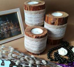 Wood Candle Holder. Tea Light. Set Of 3 Pcs. Wooden Candleholder. Rustic Holder.rustic Tealight. Candlesticks Wood