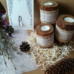 Wood Candle Holder. Tea Light. Set Of 3 Pcs. Wooden Candleholder. Rustic Holder.rustic Tealight. Candlesticks Wood - thumbnail 3