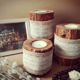 Wood Candle Holder. Tea Light. Set Of 3 Pcs. Wooden Candleholder. Rustic Holder.rustic Tealight. Candlesticks Wood - thumbnail 2
