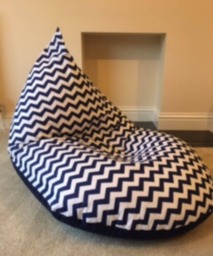 Small Navy Blue White Chevron Beanbag Seat Gaming Reading Chair Made To Order