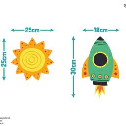 Colourful Space Wall Sticker Pack, Stickers, Rocket Stickers For Walls, Themed Room, Decor - thumbnail 3