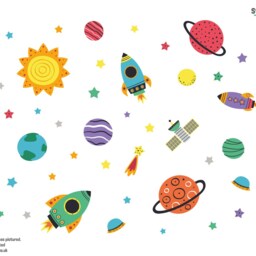 Colourful Space Wall Sticker Pack, Stickers, Rocket Stickers For Walls, Themed Room, Decor - thumbnail 2