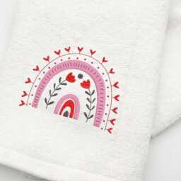 Personalised Rainbow Hand Towel - Embroidered Guest Pink Bathroom Decor Luxury Cotton Gift - thumbnail 2