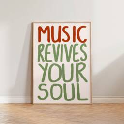 Music Print Poster, Wall Art, Revives Your Soul Print, Living Room Prints, Handwritten Typography Decor, Gift For Musicians - thumbnail 3
