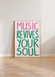 Music Print Poster, Wall Art, Revives Your Soul Print, Living Room Prints, Handwritten Typography Decor, Gift For Musicians - thumbnail 1