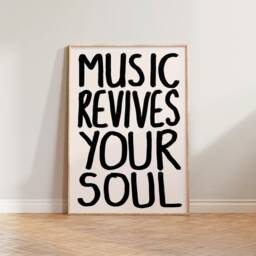 Music Print Poster, Wall Art, Revives Your Soul Print, Living Room Prints, Handwritten Typography Decor, Gift For Musicians - thumbnail 2