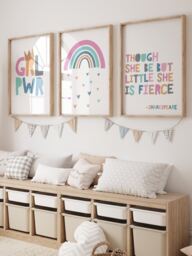 Set Of 3, Though She But Little Is Fierce, Girls Nursery Prints, Wall Art, Toddler Bedroom, Personalised Bedroom - thumbnail 1