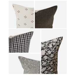Neutral Designer Pillow Combo Set Beige Brown Black Throw Covers Farmhouse Modern Sofa 5 Cover - thumbnail 3