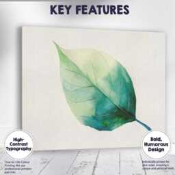 Minimalist Green Watercolour Botanical Leaf Study Canvas Wall Art Print Decor Picture Ready To Hang - thumbnail 1