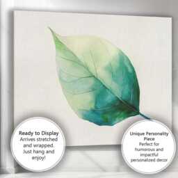 Minimalist Green Watercolour Botanical Leaf Study Canvas Wall Art Print Decor Picture Ready To Hang - thumbnail 3