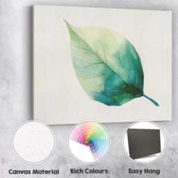 Minimalist Green Watercolour Botanical Leaf Study Canvas Wall Art Print Decor Picture Ready To Hang - thumbnail 2