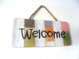 "Wood Pallet Sign "" Welcome Rustic Reclaimed Handmade Wooden Signs Wall Hnging Home Decor Custom Hand Painted/Gift 10""x4.75" - thumbnail 2