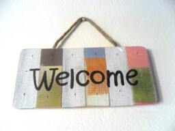 "Wood Pallet Sign "" Welcome Rustic Reclaimed Handmade Wooden Signs Wall Hnging Home Decor Custom Hand Painted/Gift 10""x4.75" - thumbnail 3