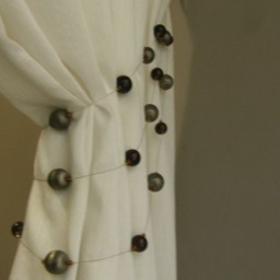 Black & Antique Beaded Curtain Tieback 1 Meter - Two Tone Metallic Tie Back Triple Strand Elegant Holdback - thumbnail 4