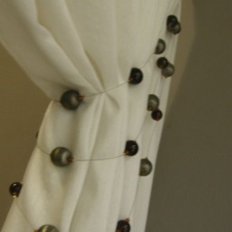 Black & Antique Beaded Curtain Tieback 1 Meter - Two Tone Metallic Tie Back Triple Strand Elegant Holdback - thumbnail 2