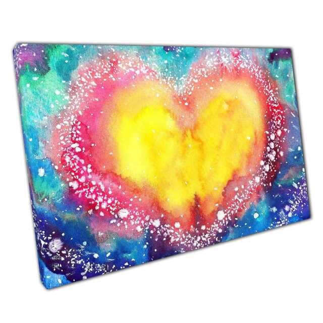 Rainbow Heart Abstract Watercolor Canvas Wall Art For Home Office Decor - image 1