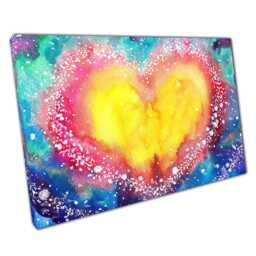 Rainbow Heart Abstract Watercolor Canvas Wall Art For Home Office Decor - thumbnail 1