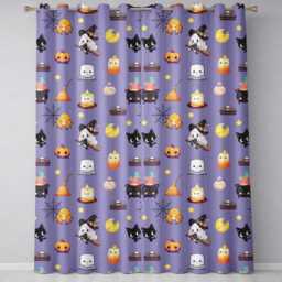 Cute Witch Spider Candle Moon Halloween Seamless Pattern Purple Background Readymade Eyelet Ring Top Thermal 100% Blackout Curtains - thumbnail 2