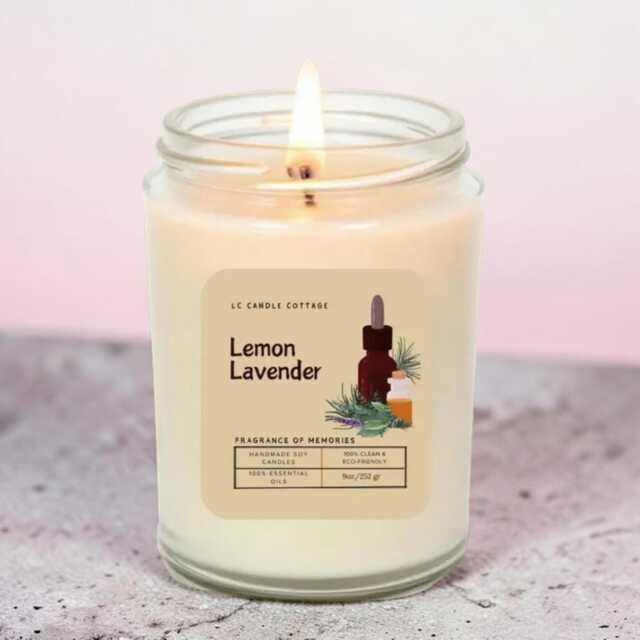 Lemon Lavender Organic Soy Candle - 100-Hour Wellness Gift For Self Care - image 1