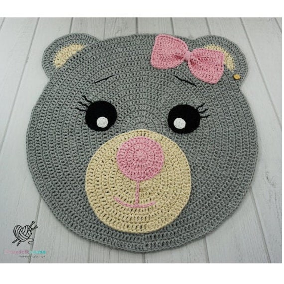 Crochet Bear Rug Cotton Nursery Decor, Kids Play Mat - image 1