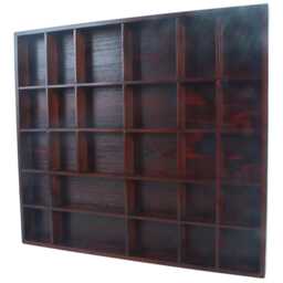 Wooden Wall Display Shelf Teak Stain 28 Compartment Pine Shadow Box For Crystals Miniatures Small Ornaments Keepsakes Collectibles Decor - thumbnail 3
