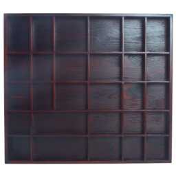 Wooden Wall Display Shelf Teak Stain 28 Compartment Pine Shadow Box For Crystals Miniatures Small Ornaments Keepsakes Collectibles Decor - thumbnail 1