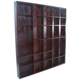 Wooden Wall Display Shelf Teak Stain 28 Compartment Pine Shadow Box For Crystals Miniatures Small Ornaments Keepsakes Collectibles Decor - thumbnail 2