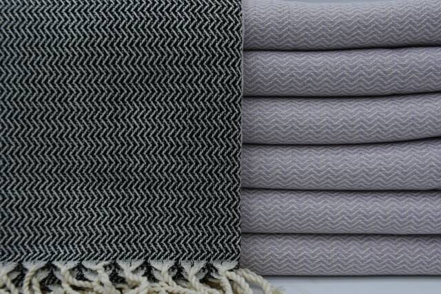 "Black & Lilac Towel, Hammam Towel, Turkish Towel, 37""x70" - image 1