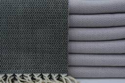"Black & Lilac Towel, Hammam Towel, Turkish Towel, 37""x70"