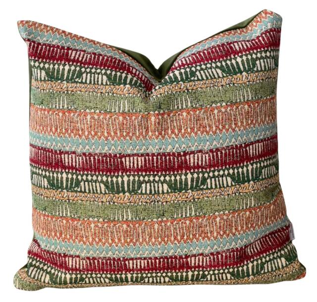 Vintage Kilim Cushion Cover Moroccan Boho Throw Pillow, Red Green Beige - image 1
