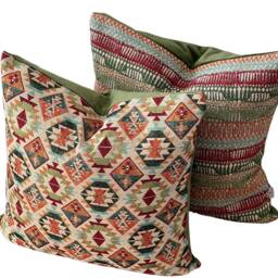 Vintage Kilim Cushion Cover Moroccan Boho Throw Pillow, Red Green Beige - thumbnail 2