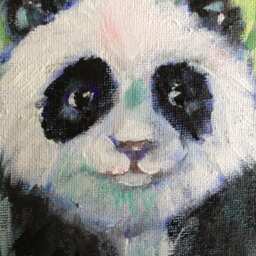Panda Painting, Original Painting , Children's Art , Panda , Animals , Kids Art , Original 5 X 7 - thumbnail 2