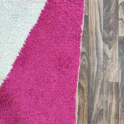 Abstract Moroccan Beni Ourain Rug, Modern Geometric Wool Carpet, Pink Blue Cream Gold - thumbnail 4