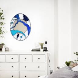 Nautical Stained Glass Wavy Mirror Art Nouveau Wall Decor - thumbnail 3