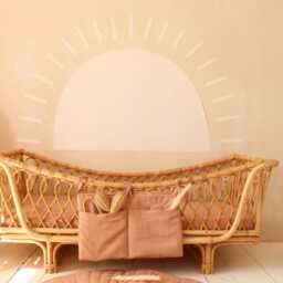 Retro Pink Sun Linen Baby Play Mat - Boxkleed - thumbnail 2