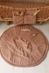 Retro Pink Sun Linen Baby Play Mat - Boxkleed - thumbnail 1