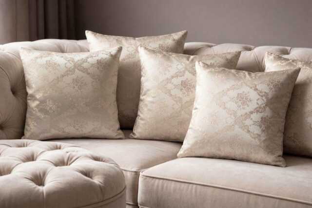Set Of Rose Gold Floral Jacquard Cushion Covers - 18x18 - image 1