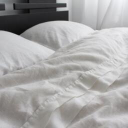 White Linen Duvet Cover Set Duvet Cover + Oxford Style Pillowcases in Full, Queen, King & Custom Sizes - thumbnail 2