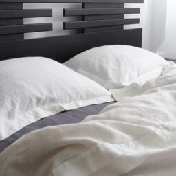 White Linen Duvet Cover Set Duvet Cover + Oxford Style Pillowcases in Full, Queen, King & Custom Sizes - thumbnail 3