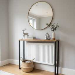 Minimalist Console Table With Open Shelf Design, Modern Slimline Radiator Cover - thumbnail 3